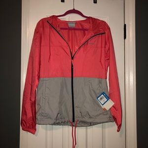 NEW Columbia women’s windbreaker- coral and grey.